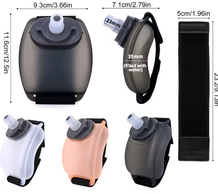 1PCS Wrist Water Bottle, Wearable HandsFree Silicone 200 ml Running Water Bottle, Portable Cycling Marathon Rock Climbing Sport
